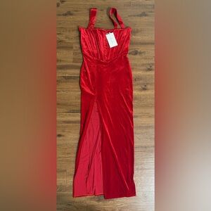 Adeirlina Chic Red Velvet Maxi Dress